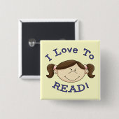 Meisje dat ik graag T-shirts en cadeautjes lees Vierkante Button 5,1 Cm (Voorkant /achterkant)
