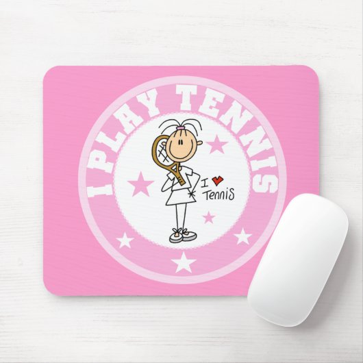 Meisje dat ik Tennis Mousepad speel Muismat (Met muis)