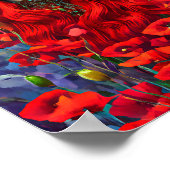 Meisje dat in het veld papaverbloemen ligt poster (Hoek)