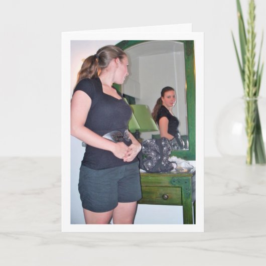 Meisje dat in spiegel kijkt Portret Kaart (Voorkant)