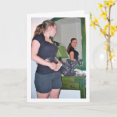 Meisje dat in spiegel kijkt Portret Kaart (Gele Bloem)