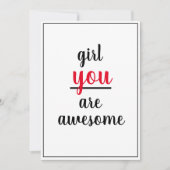 Meisje dat je Geweldige bent, Vrouw persoon Bedankkaart (Voorkant)
