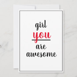 Meisje dat je Geweldige bent, Vrouw persoon Bedankkaart