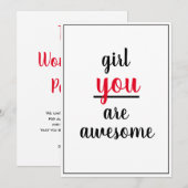 Meisje dat je Geweldige bent, Vrouw persoon Bedankkaart (Voorkant / Achterkant)