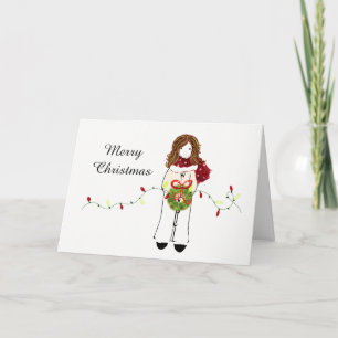 Meisje dat klaar is voor de feestdag feestdagen kaart