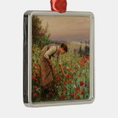 Meisje dat klaprozen plukt (bloemenscène) (bloemen metalen ornament (Rechts)