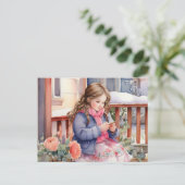 Meisje dat knutselt  briefkaart (Staand voorkant)