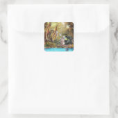 Meisje dat leeft met dragons vierkante sticker (Tas)
