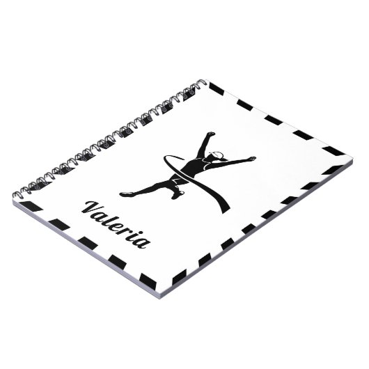 Meisje dat marathon hardloopt baan veldloop kind n notitieboek (Linkerzijde)