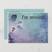 Meisje dat met paraplu vliegt Ik ga verhuizen Briefkaart (Voorkant / Achterkant)