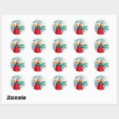 meisje dat naar de sneeuw kijkt ronde sticker (Vel)