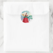 meisje dat naar de sneeuw kijkt ronde sticker (Tas)