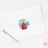 meisje dat naar de sneeuw kijkt ronde sticker (Envelop)