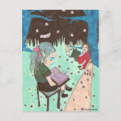 meisje dat nachtsterren leest briefkaart (Voorkant)