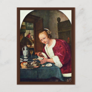 Meisje dat oesters eet, Oestereetstertje van Jan S Briefkaart