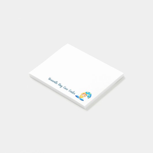 Meisje dat onder de regen danst post-it® notes (Schuin)