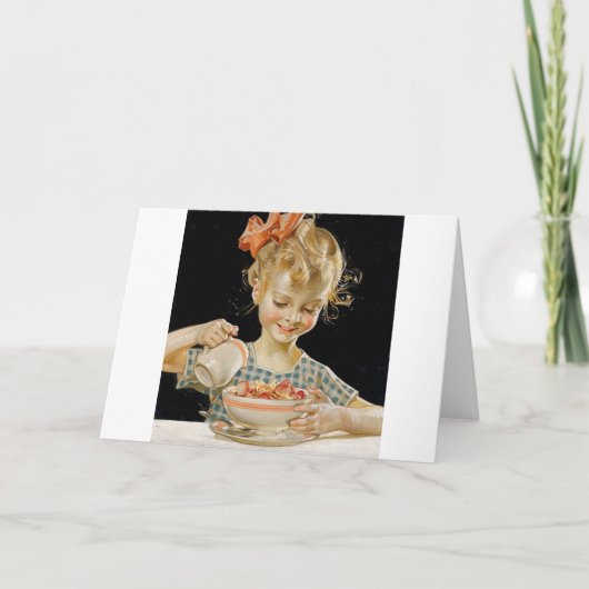 Meisje dat ontbijt eet kaart (Voorkant)