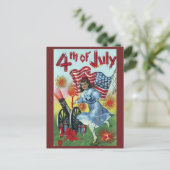 meisje dat op 4 juli op straat staat briefkaart (Staand voorkant)