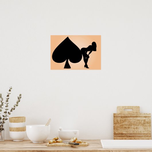 Meisje dat op de schoppenwijk zit poster (Keuken)