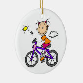 Meisje dat op een fiets rijdt keramisch ornament (Rechts)