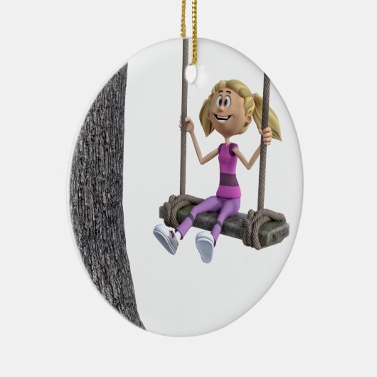 Meisje dat op een Rope Swing zwemt Keramisch Ornament (Rechts)