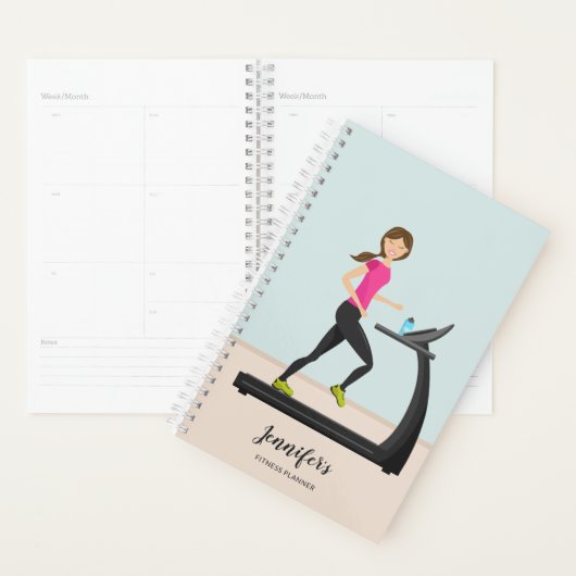 Meisje dat op een tapmolen draait planner (Display)