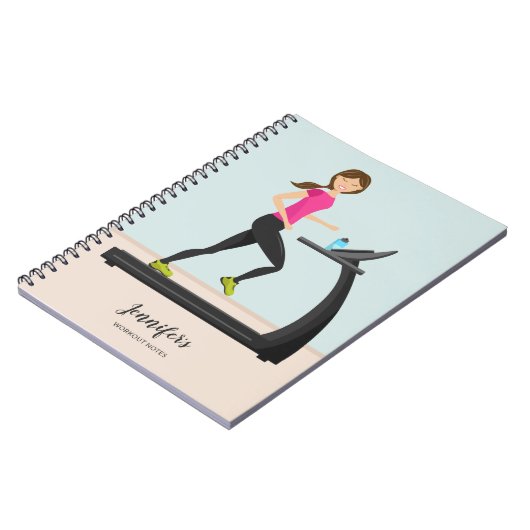 Meisje dat op een tapmolen loopt notitieboek (Linkerzijde)