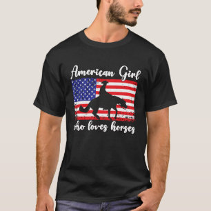 Meisje dat paarden liefheeft Trots Amerikaanse Vla T-shirt