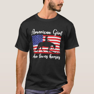 Meisje dat paarden liefheeft Trots Amerikaanse Vla T-shirt