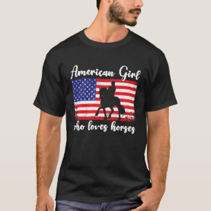 Meisje dat paarden liefheeft Trots Amerikaanse Vla T-shirt