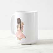 Meisje dat Pet Bunny vervoert met aangepaste naam Koffiemok (Voorkant links)