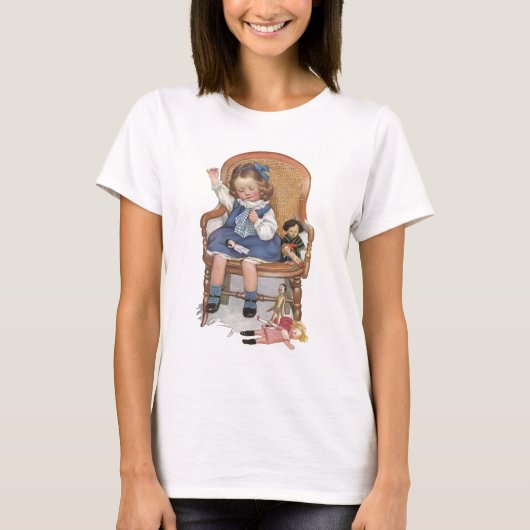 Meisje dat poppen naait t-shirt (Voorkant)