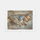 Meisje dat puppy knuffeldeken fleece deken (Voorkant (Horizontaal))
