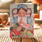 meisje dat religieuze Thanksgiving predikt Feestdagen Kaart