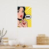 Meisje dat Shhhhh zegt Pop Art Poster (Keuken)
