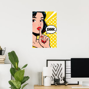 Meisje dat Shhhhh zegt Pop Art Poster