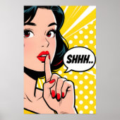 Meisje dat Shhhhh zegt Pop Art Poster (Voorkant)