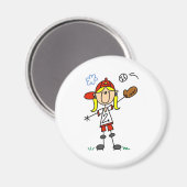 Meisje dat Softbal speelt Magneet (Voorkant / Achterkant)