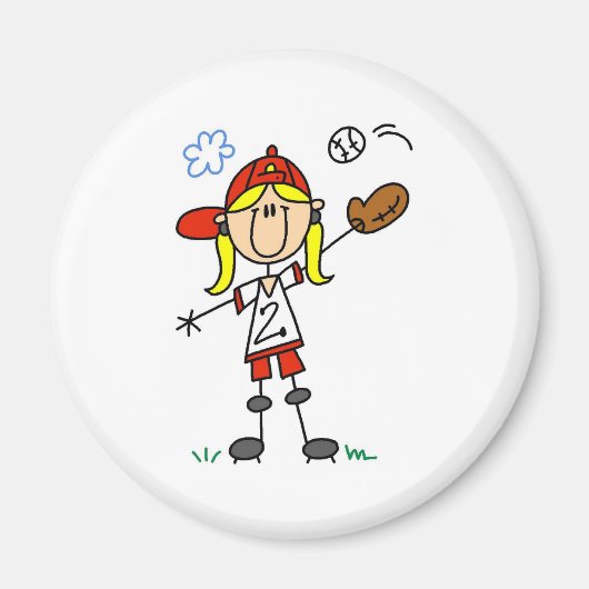 Meisje dat Softbal speelt Magneet (Voorkant)