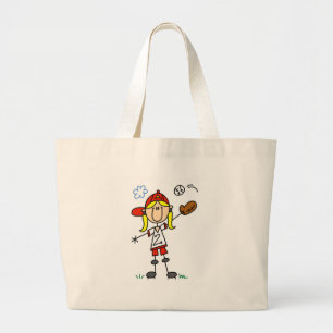 Meisje dat Softbal Zak speelt Grote Tote Bag