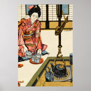 Meisje dat thee schenkt Sekino Jun'ichiro 1946 Poster
