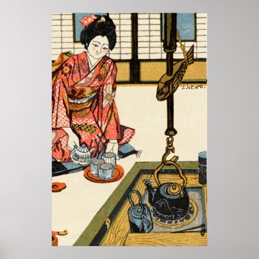 Meisje dat thee schenkt Sekino Jun'ichiro 1946 Poster (Voorkant)
