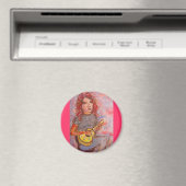 meisje dat ukulele speelt magneet (Insitu (Vaatwasser))