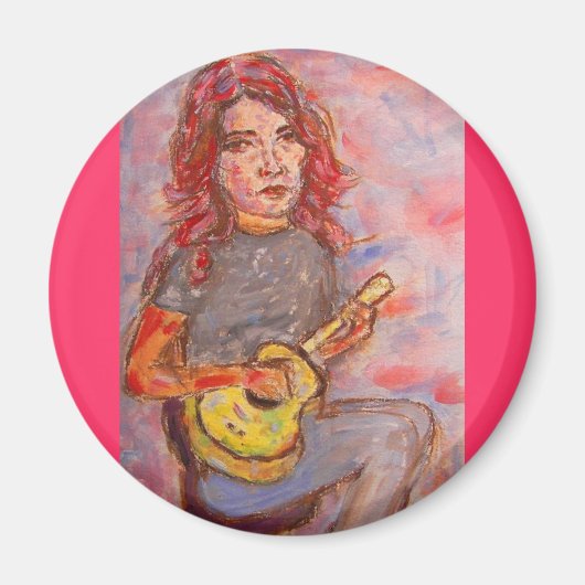 meisje dat ukulele speelt magneet (Voorkant)