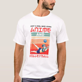 Meisje dat van Anime houdt en Volleyball Player T-shirt