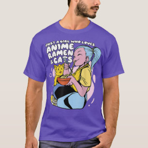 Meisje dat van Anime Ramen & Cats houdt - Cute Kaw T-shirt