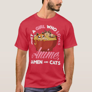 Meisje dat van Anime Ramen houdt, houdt van Funny T-shirt
