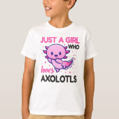Meisje dat van Axolotls houdt, roze Kawaii Fish T-shirt (Voorkant)