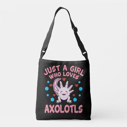 Meisje dat van Axolotls Kawaii Animal Axolotl Love Crossbody Tas (Achterkant)