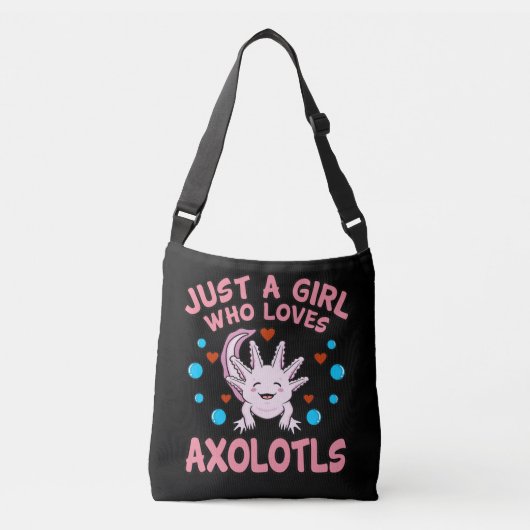 Meisje dat van Axolotls Kawaii Animal Axolotl Love Crossbody Tas (Voorkant)